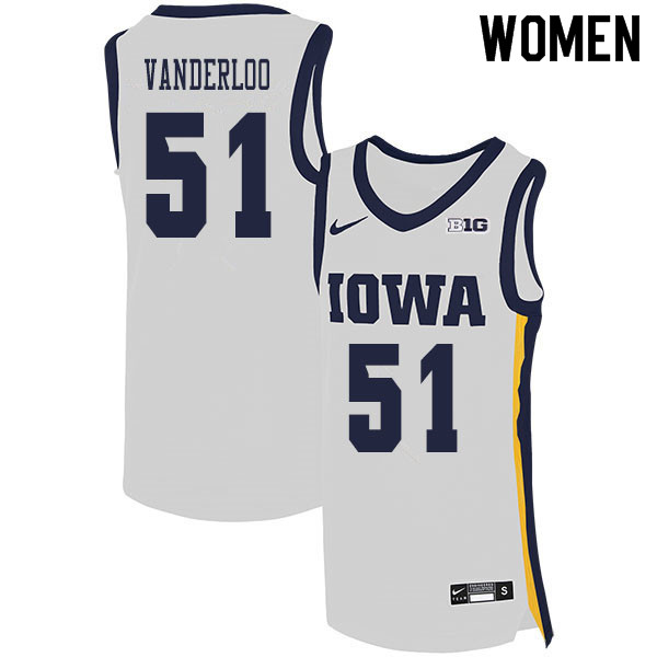 2020 Women #51 Aidan Vanderloo Iowa Hawkeyes College Basketball Jerseys Sale-White - Click Image to Close